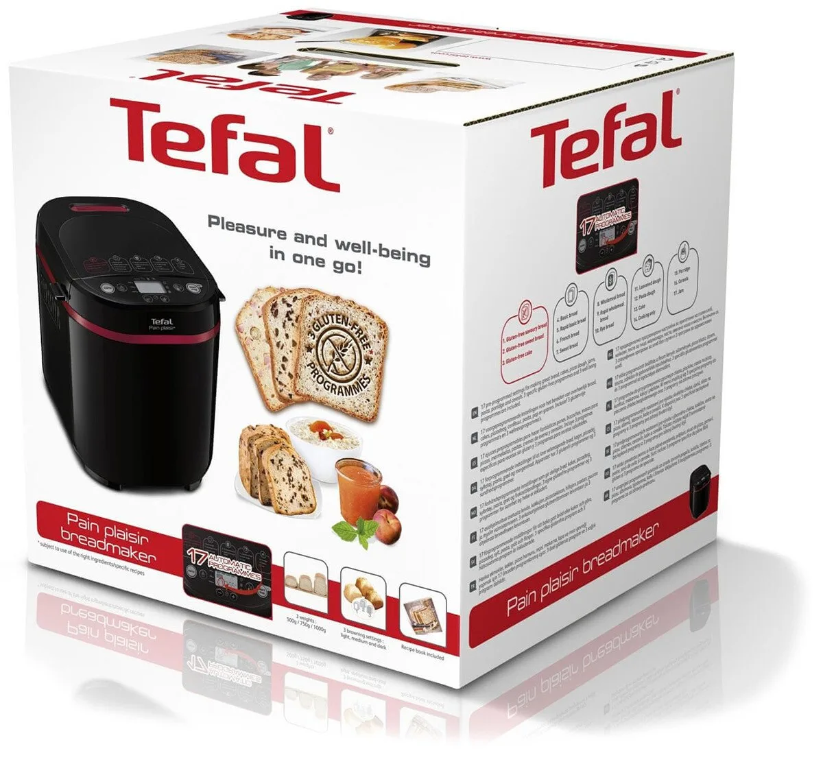 Хлібопічка Tefal пластик 1 кг чорна 650 Вт 17 програм прямокутна