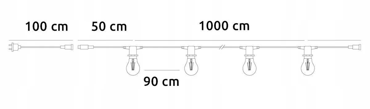 Садова гірлянда SuperLED гумова 10 м чорна 10 LED-ламп E27
