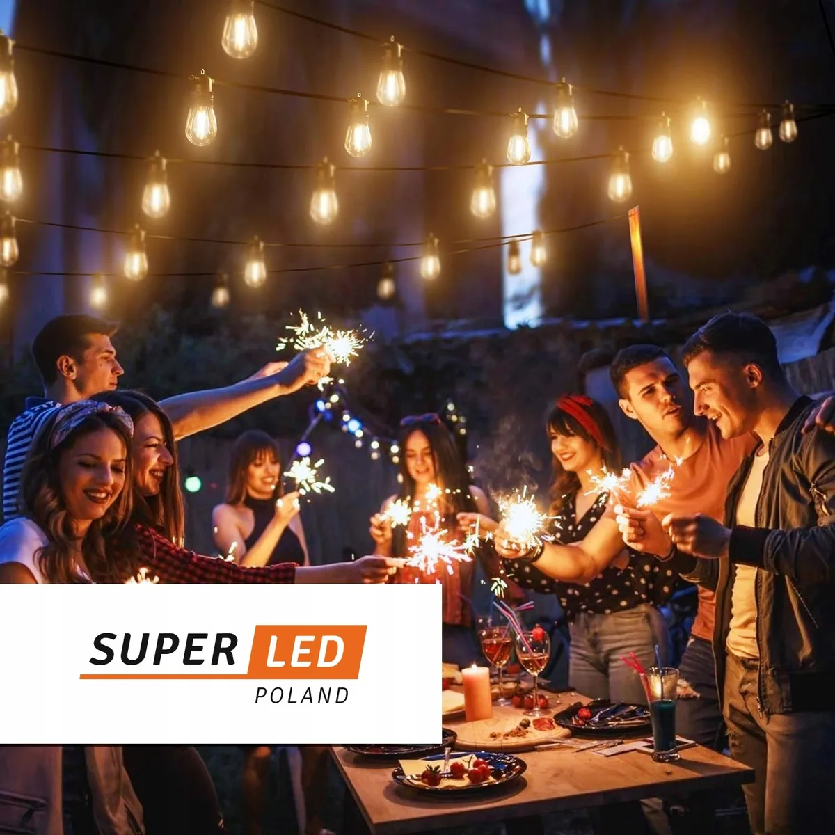 Садова гірлянда SuperLED гумова 10 м чорна 10 LED-ламп E27