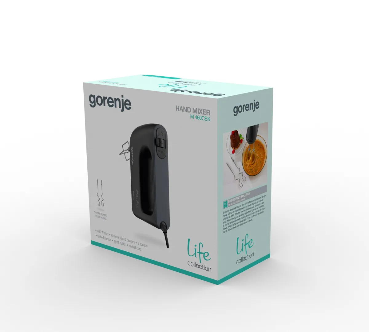 Ручний міксер Gorenje 450Вт, 4 насадки, турбо-режим, чорний.