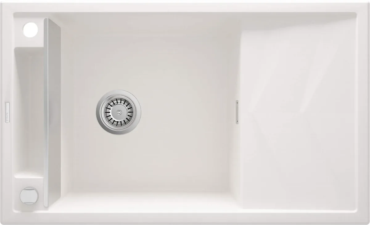 Кухонна мийка Deante Magnetic, гранітна, прямокутна, з додатковим крилом, розміри 820х500х219мм, одночашева, накладна, колір алеба