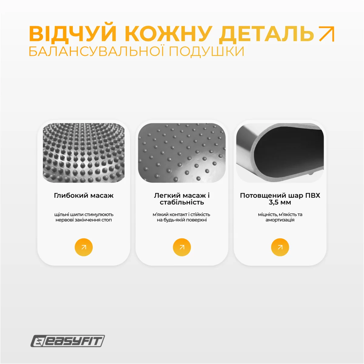 Балансировочная подушка EasyFit резина 33 см серый