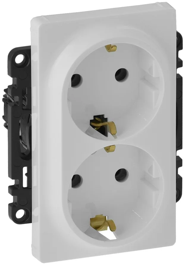 Розетка зі шторками подвійна Schuko Legrand Valena LIFE, 16А, 250V, автоматичні клеми, білий