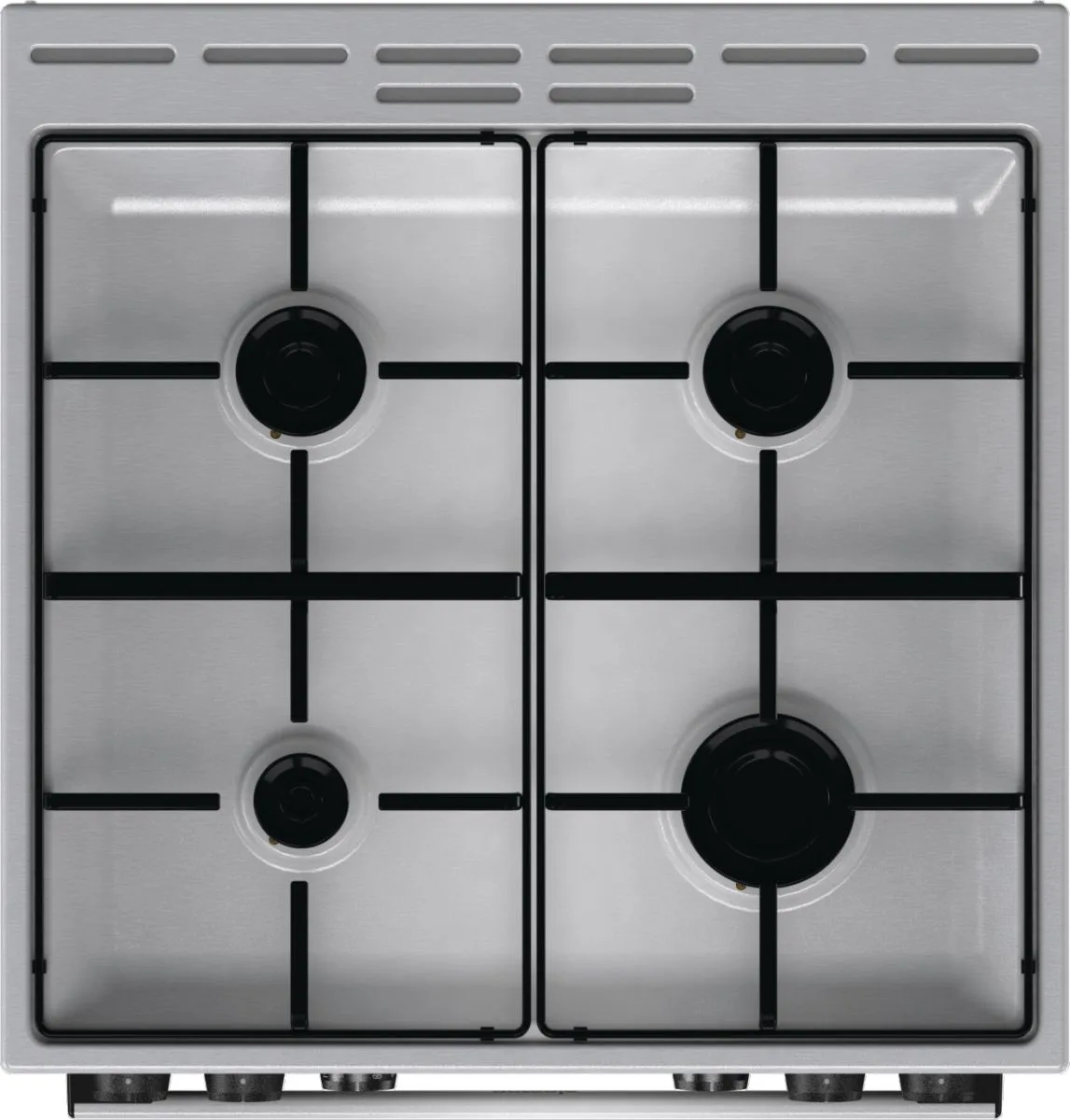 Комбінована плита Gorenje, 71 л, 60x60 см, з дисплеєм, емальованими решітками, програматором IconLed та нержавіючої сталі.