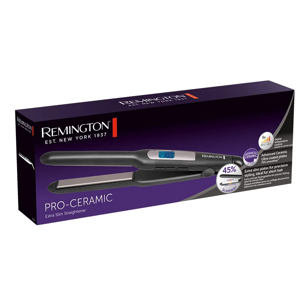 Випрямляч волосся Remington PRO-Ceramic Ultra Slim, 9 температурних режимів, 150-230°C, з чохлом, дисплеєм, керамічним покриттям,