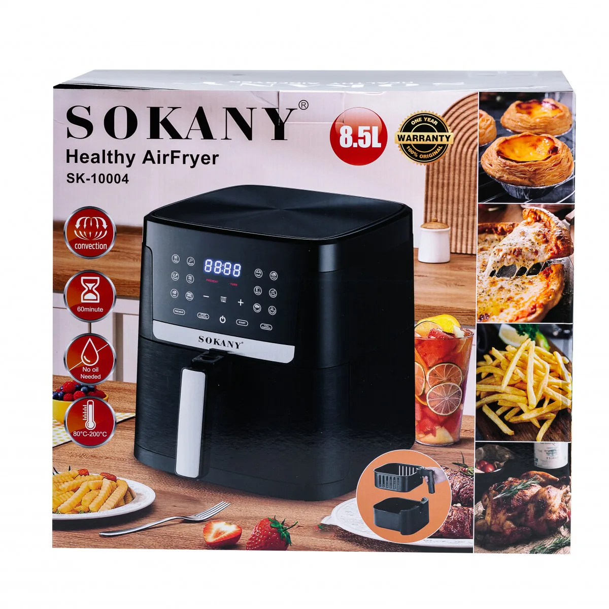 Мультипіч аерогриль Sokany термостійкий пластик 8,5 л чорна