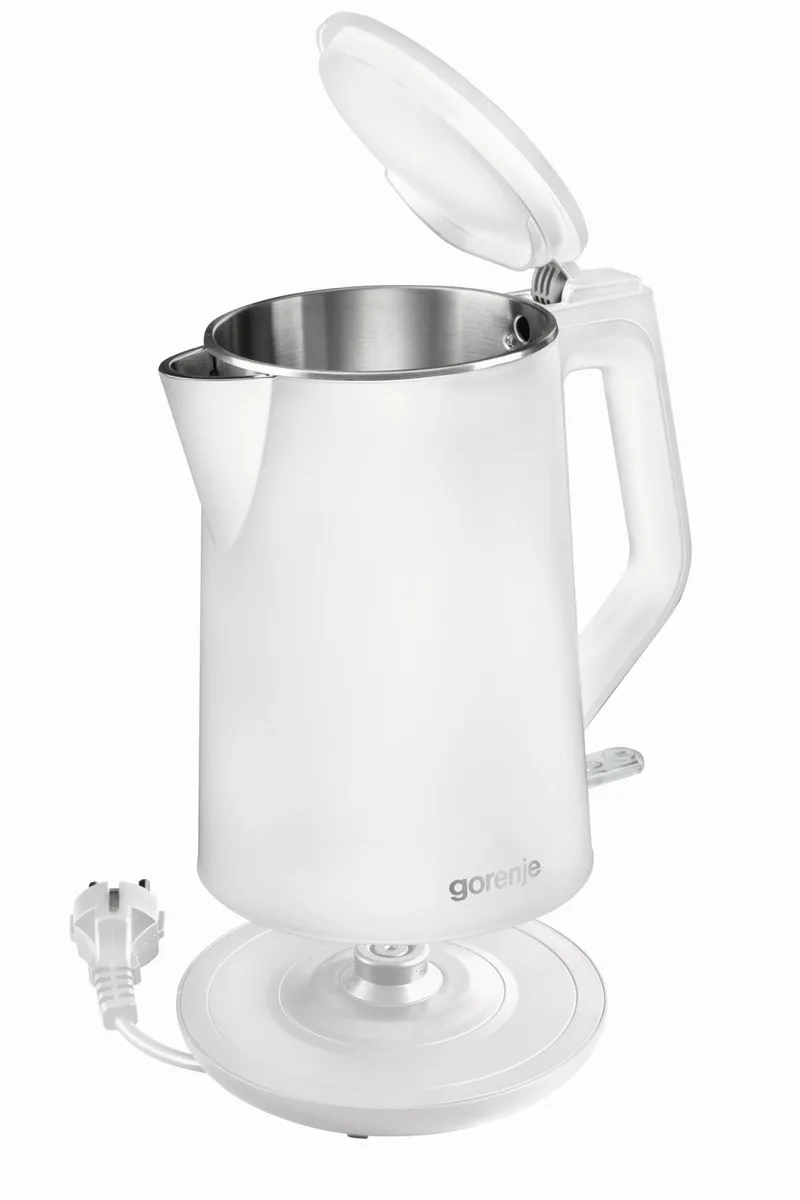 Електрочайник Gorenje 1.5л, пластиковий, матовий білий.