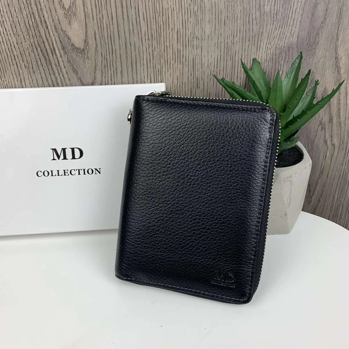 Шкіряний чоловічий клатч MD Collection 11х14,5х2,5 см натуральна шкіра чорний