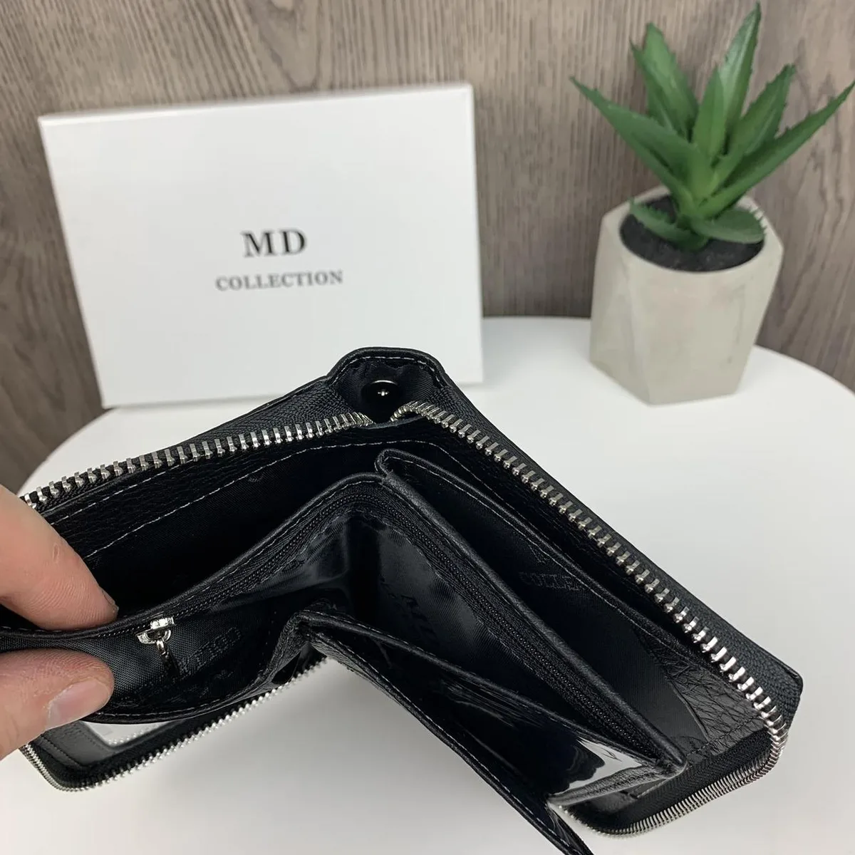 Шкіряний чоловічий клатч MD Collection 11х14,5х2,5 см натуральна шкіра чорний