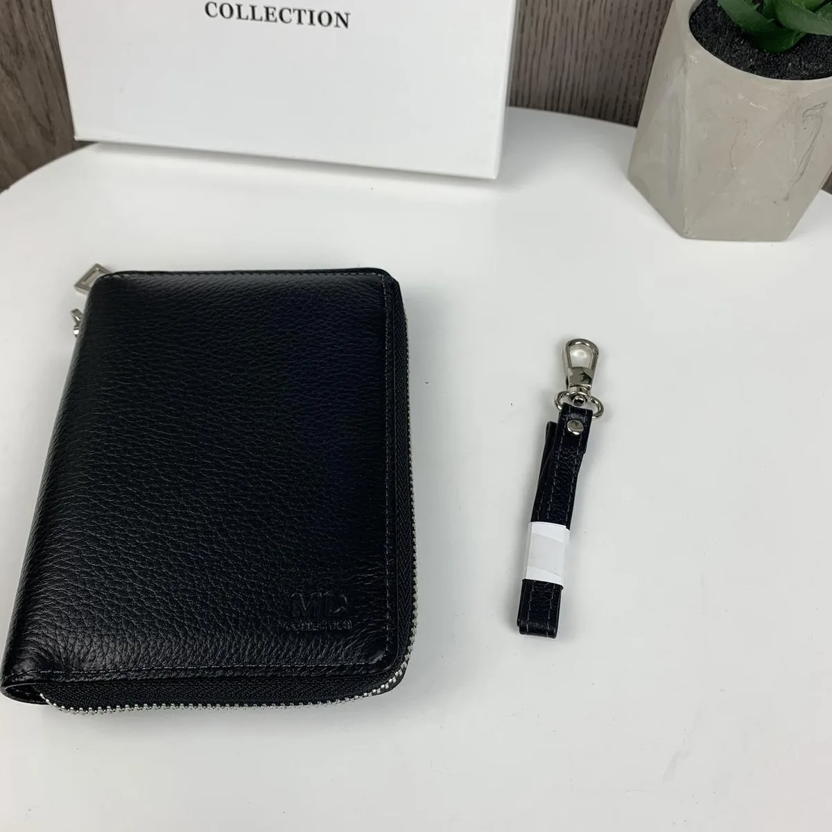Шкіряний чоловічий клатч MD Collection 11х14,5х2,5 см натуральна шкіра чорний