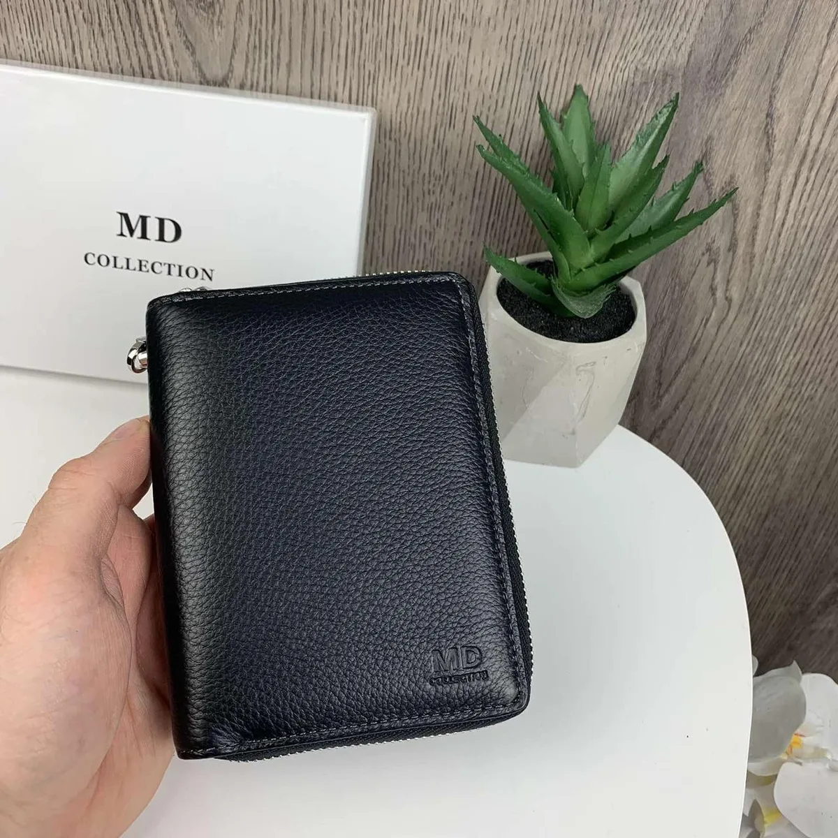 Шкіряний чоловічий клатч MD Collection 11х14,5х2,5 см натуральна шкіра чорний