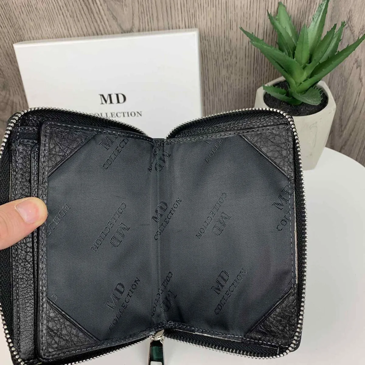 Шкіряний чоловічий клатч MD Collection 11х14,5х2,5 см натуральна шкіра чорний