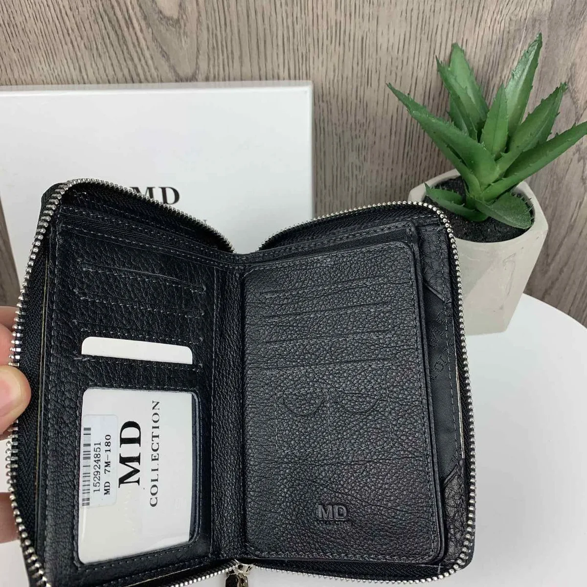 Шкіряний чоловічий клатч MD Collection 11х14,5х2,5 см натуральна шкіра чорний
