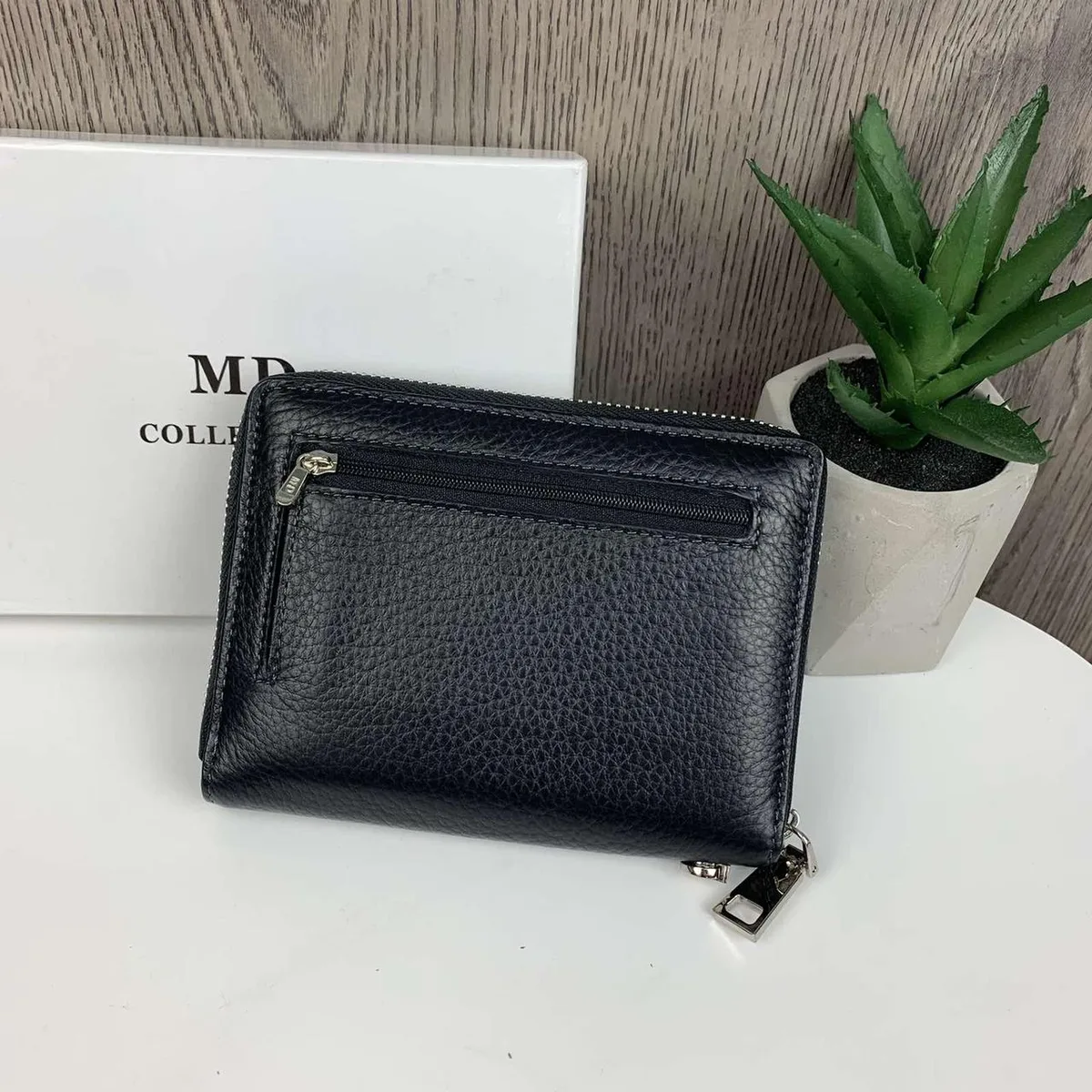 Шкіряний чоловічий клатч MD Collection 11х14,5х2,5 см натуральна шкіра чорний