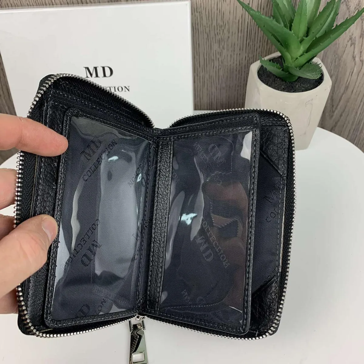 Шкіряний чоловічий клатч MD Collection 11х14,5х2,5 см натуральна шкіра чорний