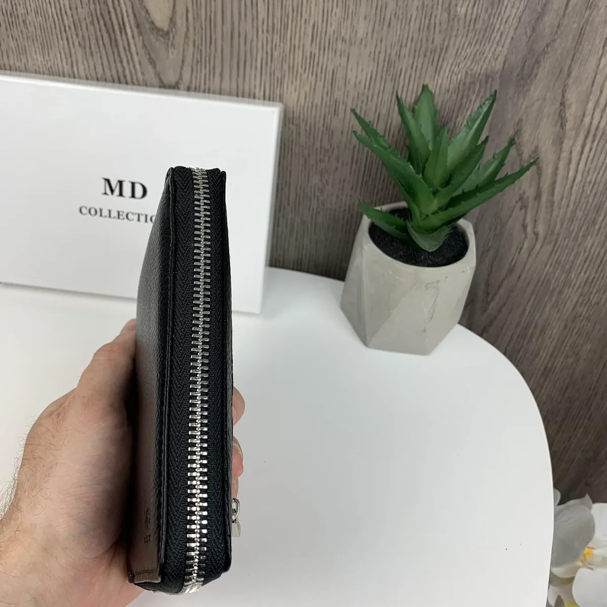 Шкіряний чоловічий клатч MD Collection 11х14,5х2,5 см натуральна шкіра чорний