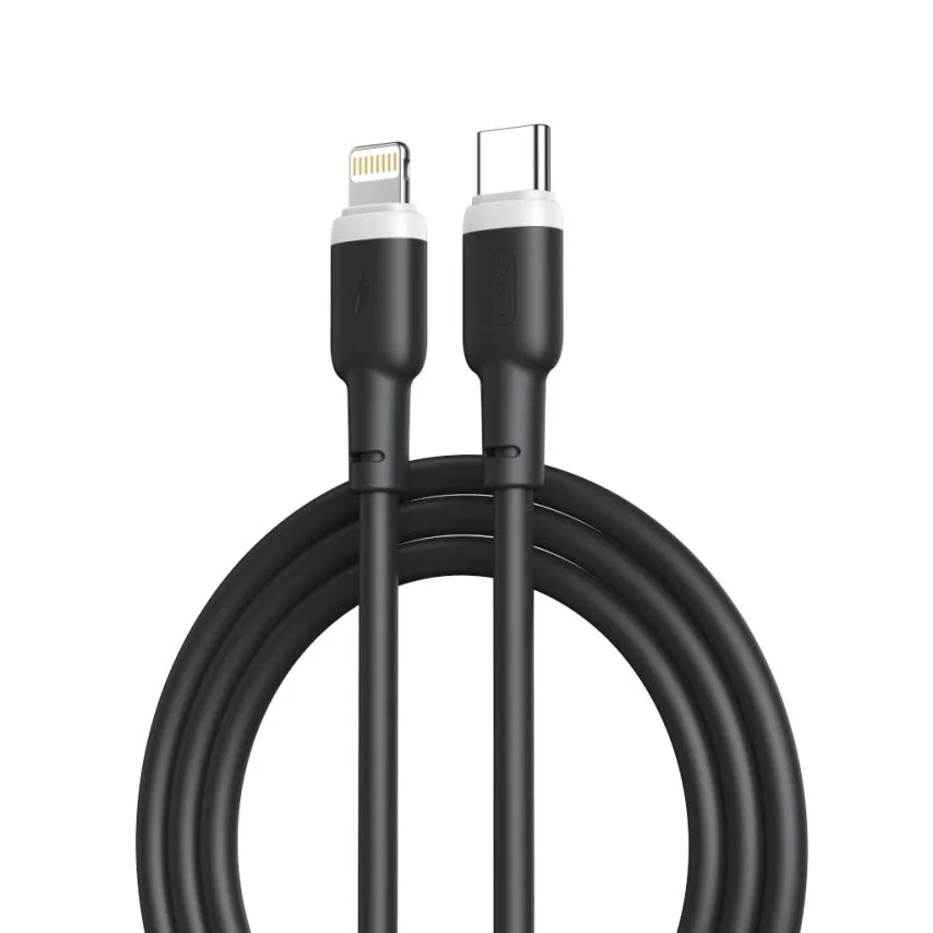 Кабель USB XO силіконовий Type-C to Lightning 1м 20W чорний