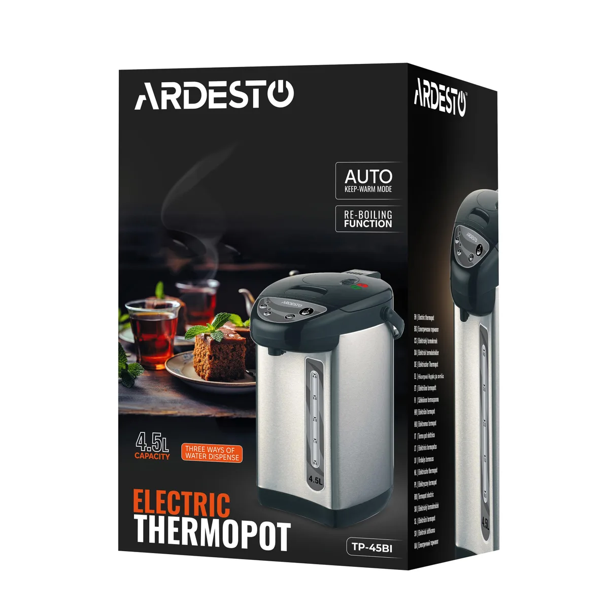 Термопот ARDESTO 4.5л, пластиковий, у сіро-чорному виконанні.