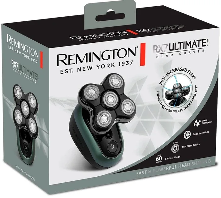 Електрична бритва для голови Remington роторна Ultimate Series RX7, 5 бритв. голівок, Li-Ion, для сухого та вологого гоління, з тр
