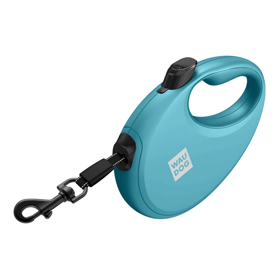 Поводок-рулетка WAUDOG R-leash M 5 м пластиковый голубой