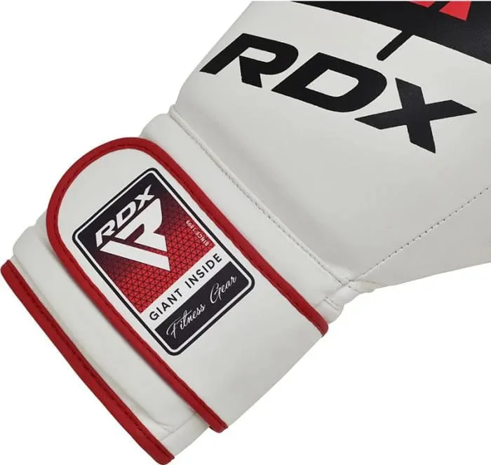 Боксерські рукавиці RDX шкіра 12 унцій білий червоний