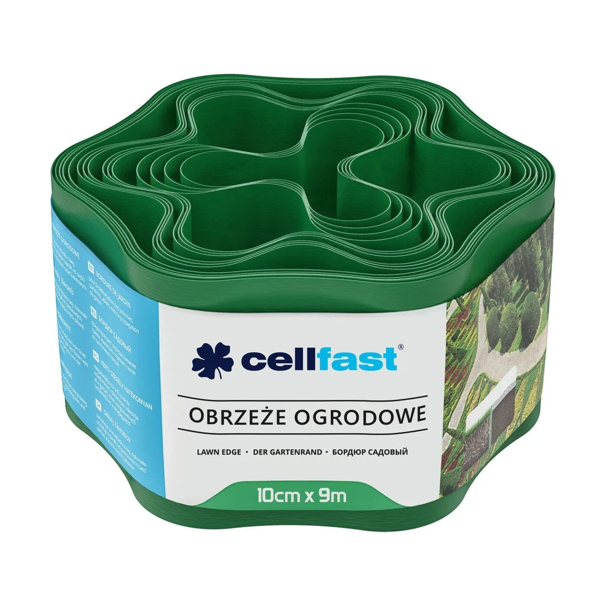 Газонна стрічка Cellfast, хвилястий бордюр, 10 см x 9 м, зелена.