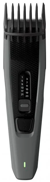Машинка для стрижки Philips Series 3000, аккумуляторная, с роторным двигателем, 2 насадки, стальное лезвие, черный и серый цвета.
