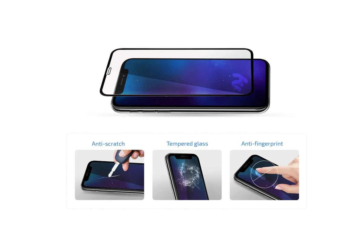 Защитное стекло 2E для iPhone 15, 2.5D FCFG, (1 упаковка), черная рамка.