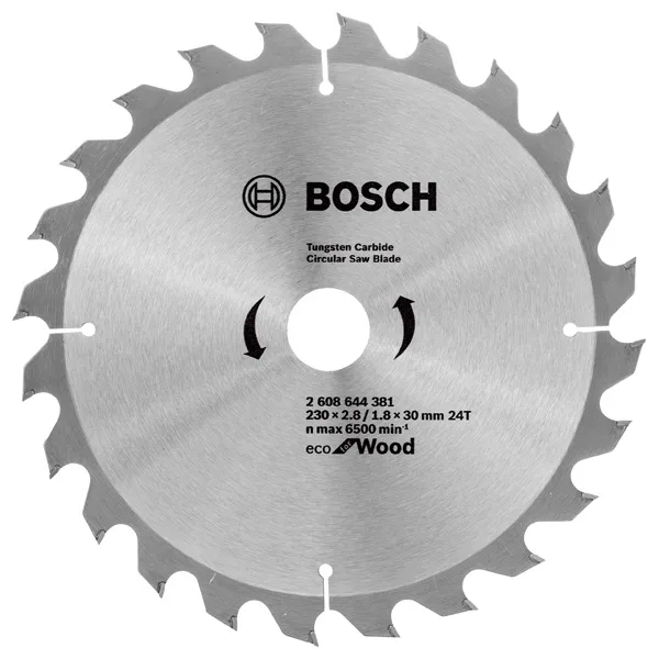Диск пиляльний Bosch Professional Eco for Wood 230x30 24T для деревини МДФ фанери ручні настільні пилки