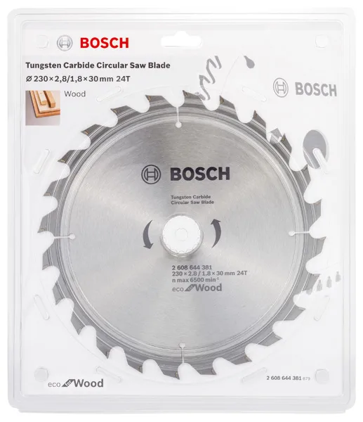 Диск пиляльний Bosch Professional Eco for Wood 230x30 24T для деревини МДФ фанери ручні настільні пилки