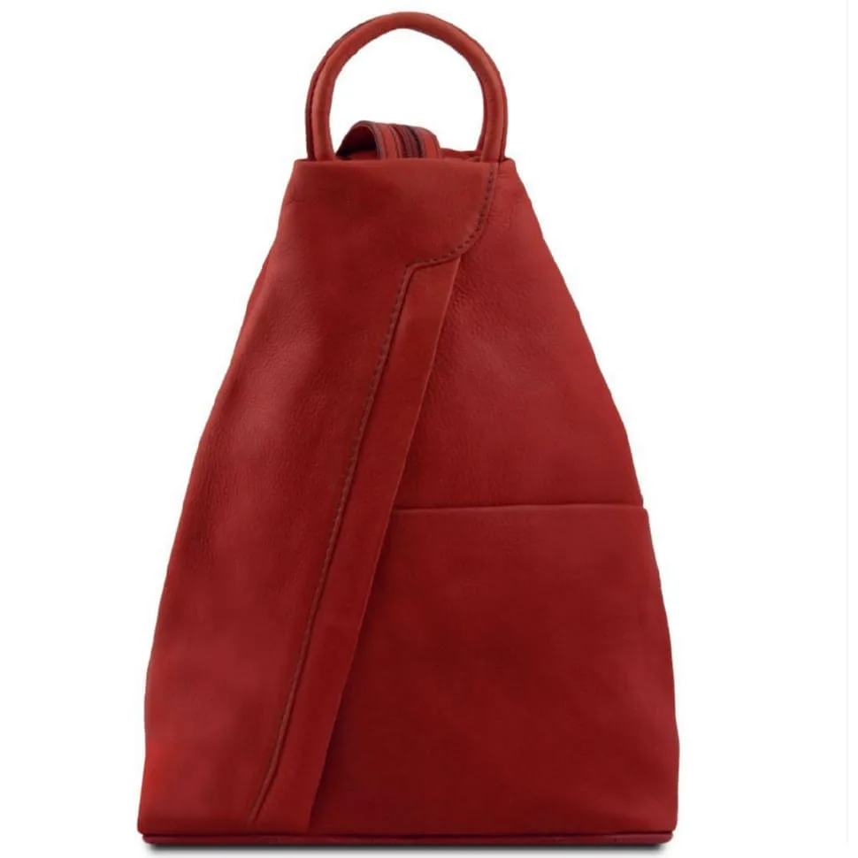 Кожаний рюкзак Tuscany Leather з натуральної шкіри червоного кольору з регульованими ременями для повсякденного використання.