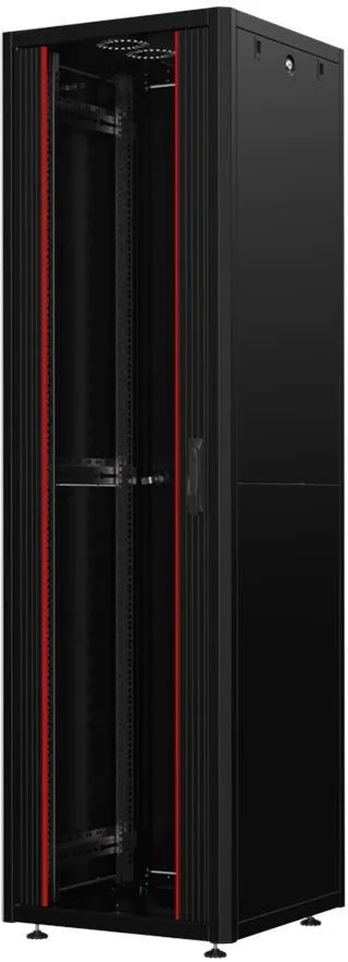 Шкаф MIRSAN 19", 22U, GTN SERVER, стеклянные двери, 800x800 мм, максимальная нагрузка 1000 кг, черный.