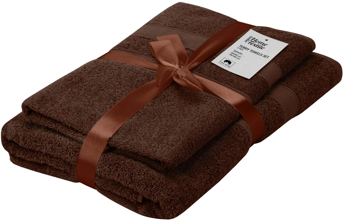 Комплект махрових рушників ARDESTO Splendid 50х90 см, 70х140 см, 2 шт, 100% бавовна, коричневий.