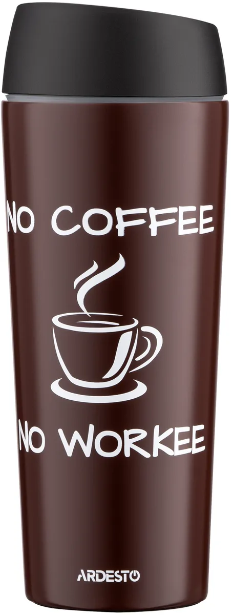 Термос для напоїв ARDESTO Coffee Time, 450 мл, з нержавіючої сталі, коричневий.