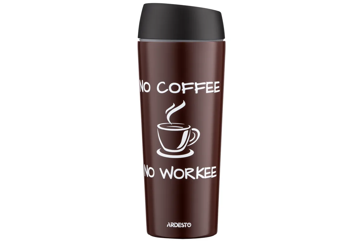 Термос для напоїв ARDESTO Coffee Time, 450 мл, з нержавіючої сталі, коричневий.