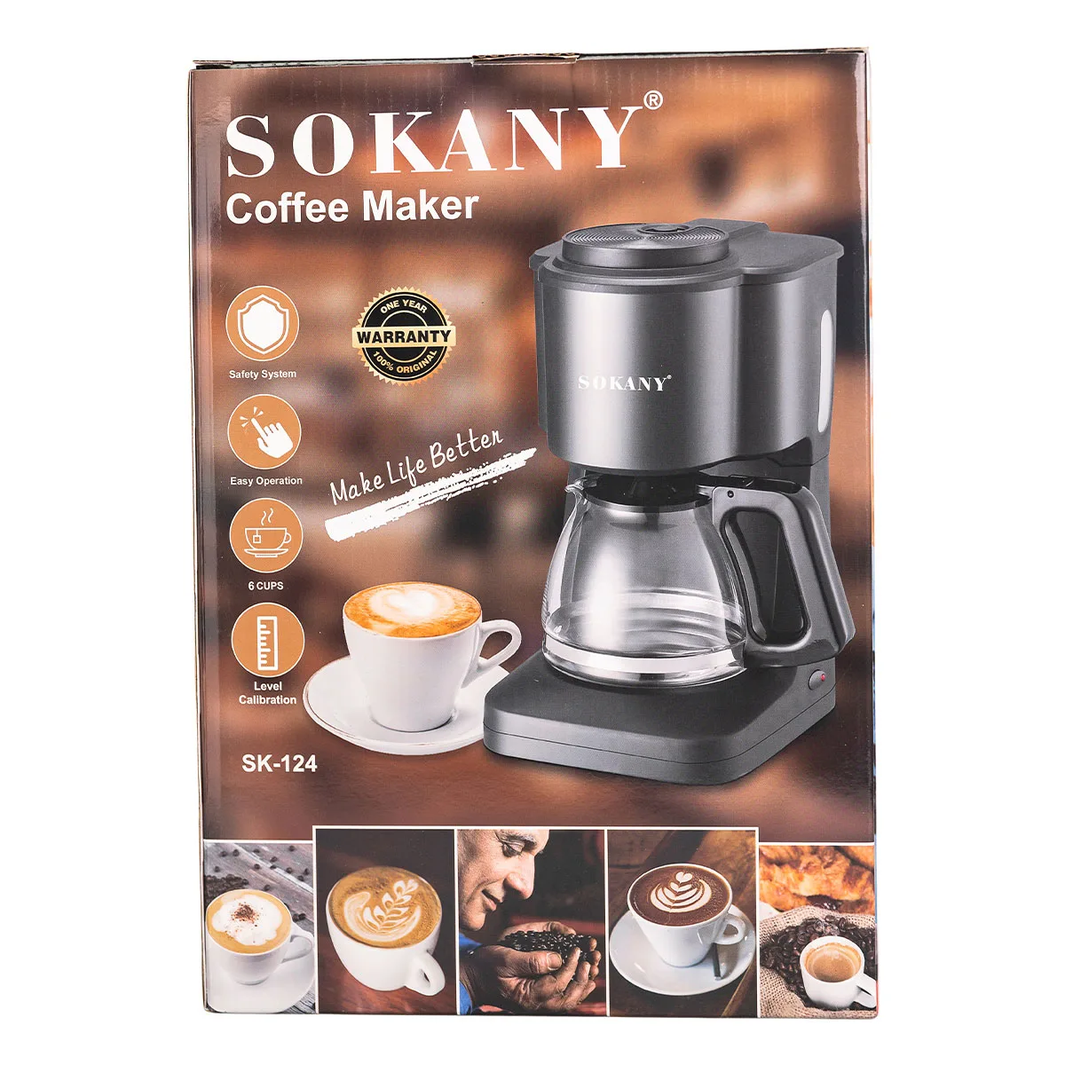 Кофеварка капельная Sokany 600 мл 950 Вт черная с подогревом