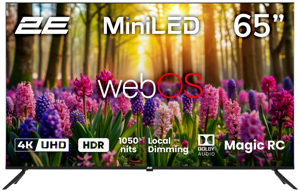 Телевізор 65" 2E MiniLED 4K 60Hz Smart WebOS Black