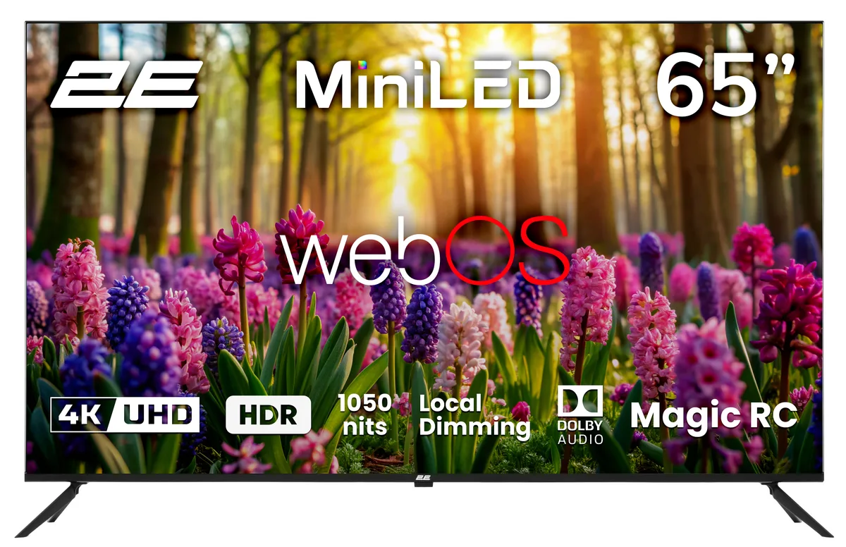 Телевізор 65" 2E MiniLED 4K 60Hz Smart WebOS Black
