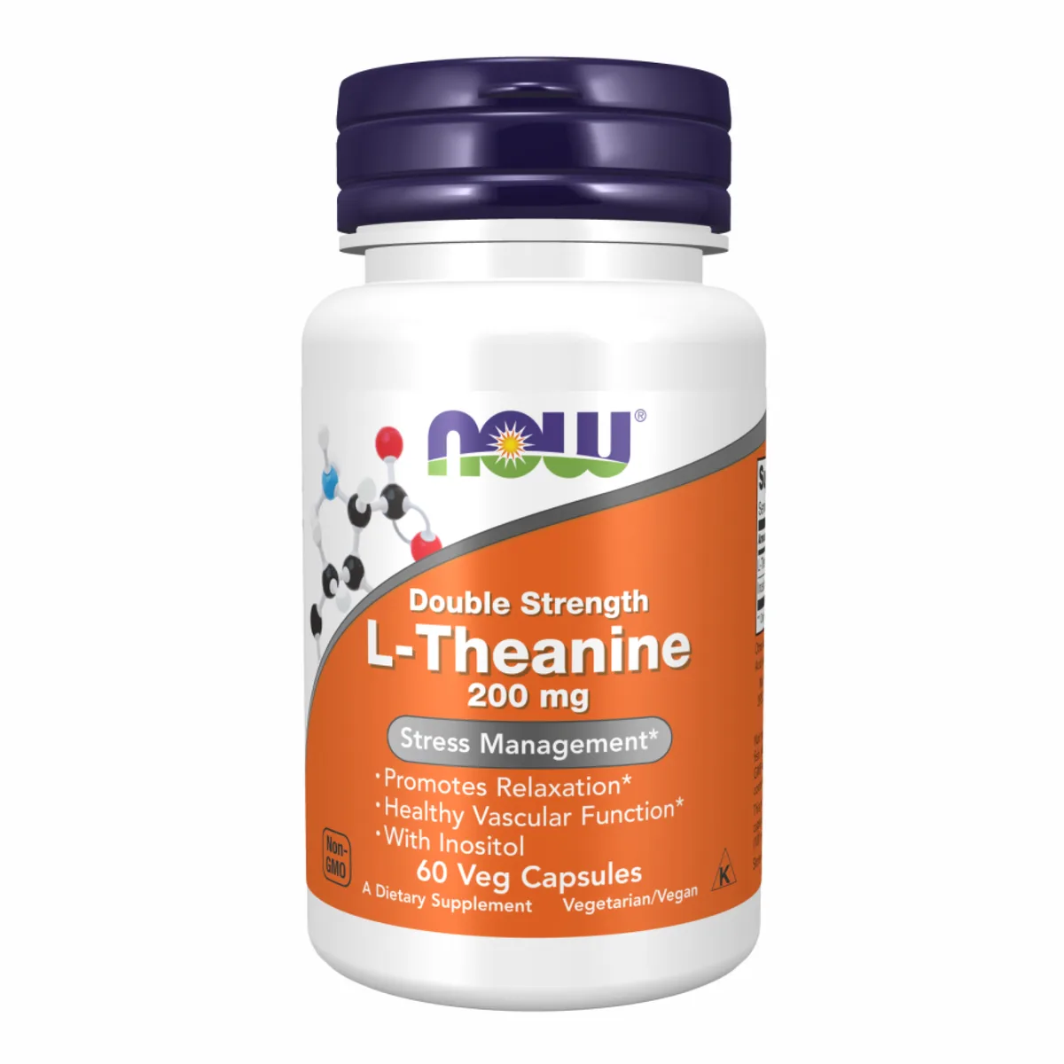 L-Theanine 200mg Now Foods вегетаріанські капсули 60 шт без кофеїну