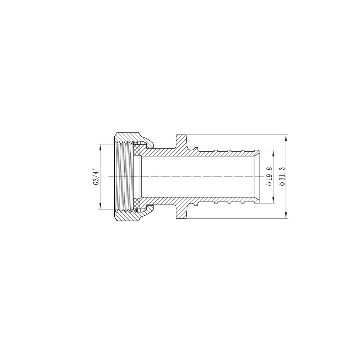 Перехідник накидна гайка плоске ущільнення KOER латунь 25(3,5 мм) x 3/4"F латунний