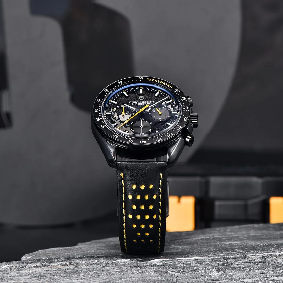 Годинники Pagani Design PD-1779 чорні 40 мм з хронографом та сапфіровим склом