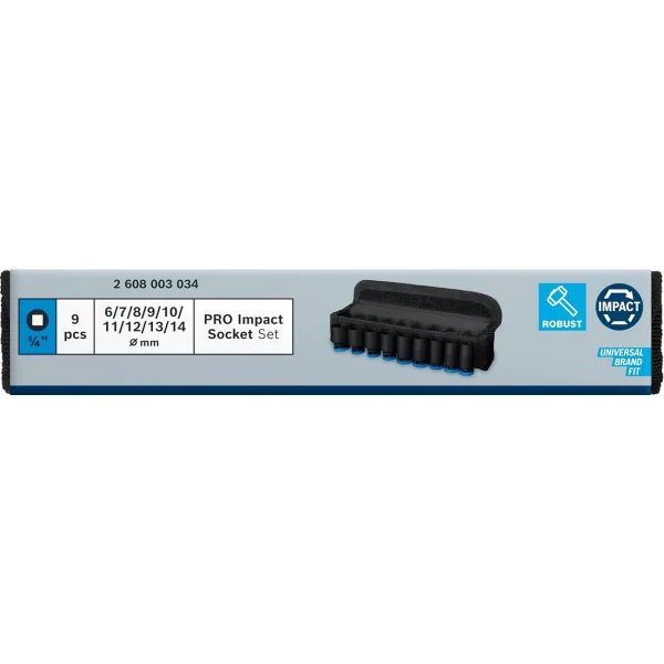Набір ударних торцевих головок Bosch Professional Standart 1/4" 25мм 9шт