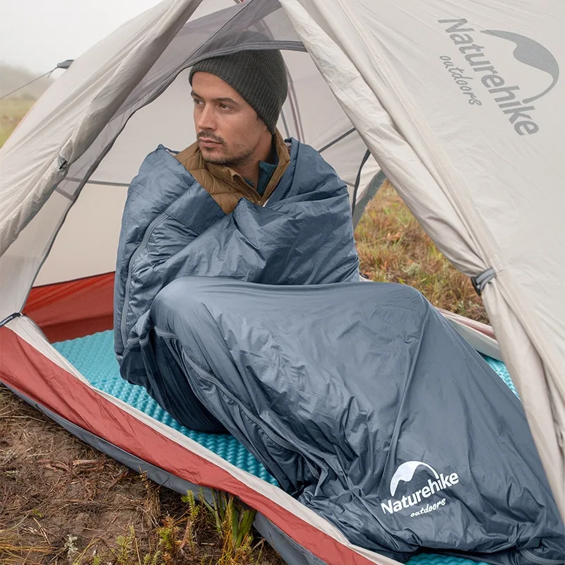 Спальник Naturehike нейлон 190х75 см сіро-синій 15°C