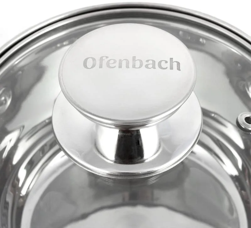 Набір каструль Ofenbach нержавіюча сталь 4 шт 1,1 л 1,7 л 2,4 л 3,4 л зі скляними кришками