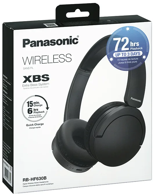 Гарнітура Panasonic бездротова накладна чорна з динамічними випромінювачами 20-20000 Гц