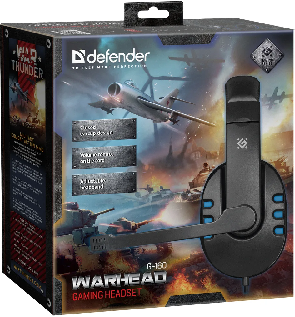 Гарнитура Defender Провода полнорозмерная пластиковая 2,5 м Черная Синяя