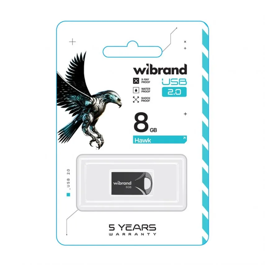 Флеш-пам'ять USB Wibrand метал 8Гб чорна