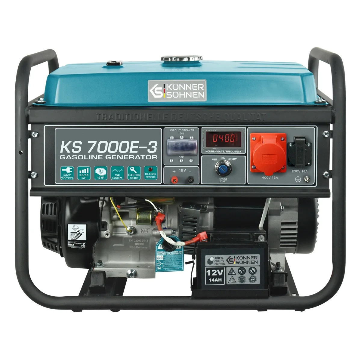 Генератор бензиновий KonnerSohnen KS 7000E-3, 400В, 5/5.5кВт, з електричним стартом, вага 80.8кг.