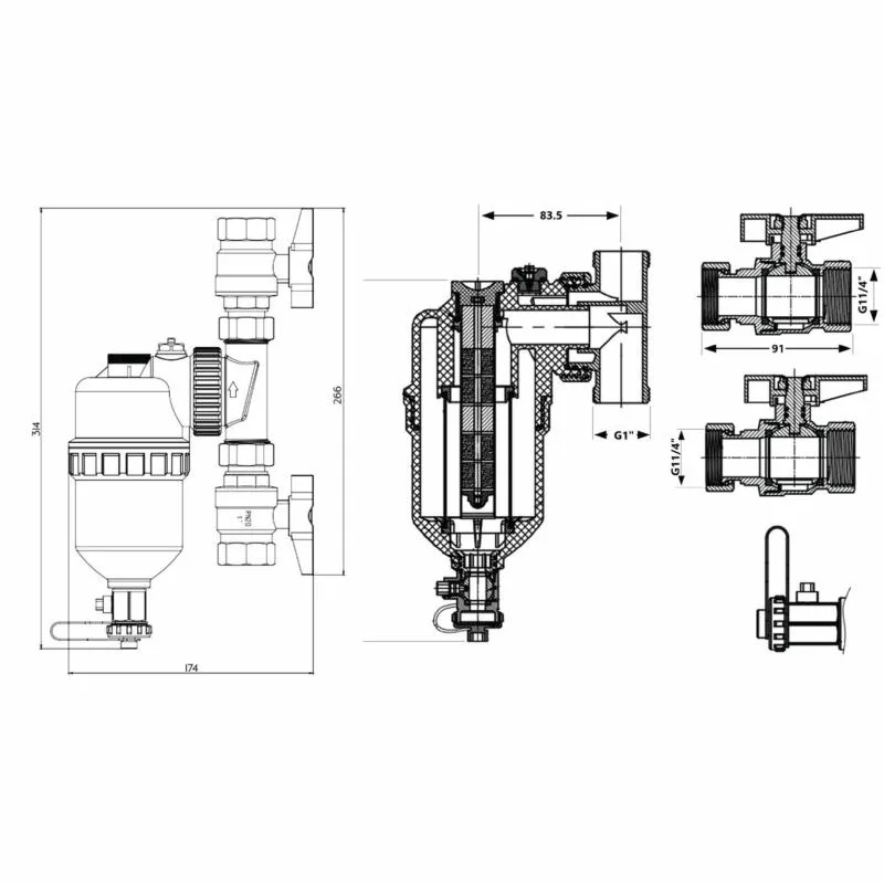 Фільтр-дешламатор 1 1/4" Thermo Alliance Forte магнітний PA66G30 450х250х320 мм