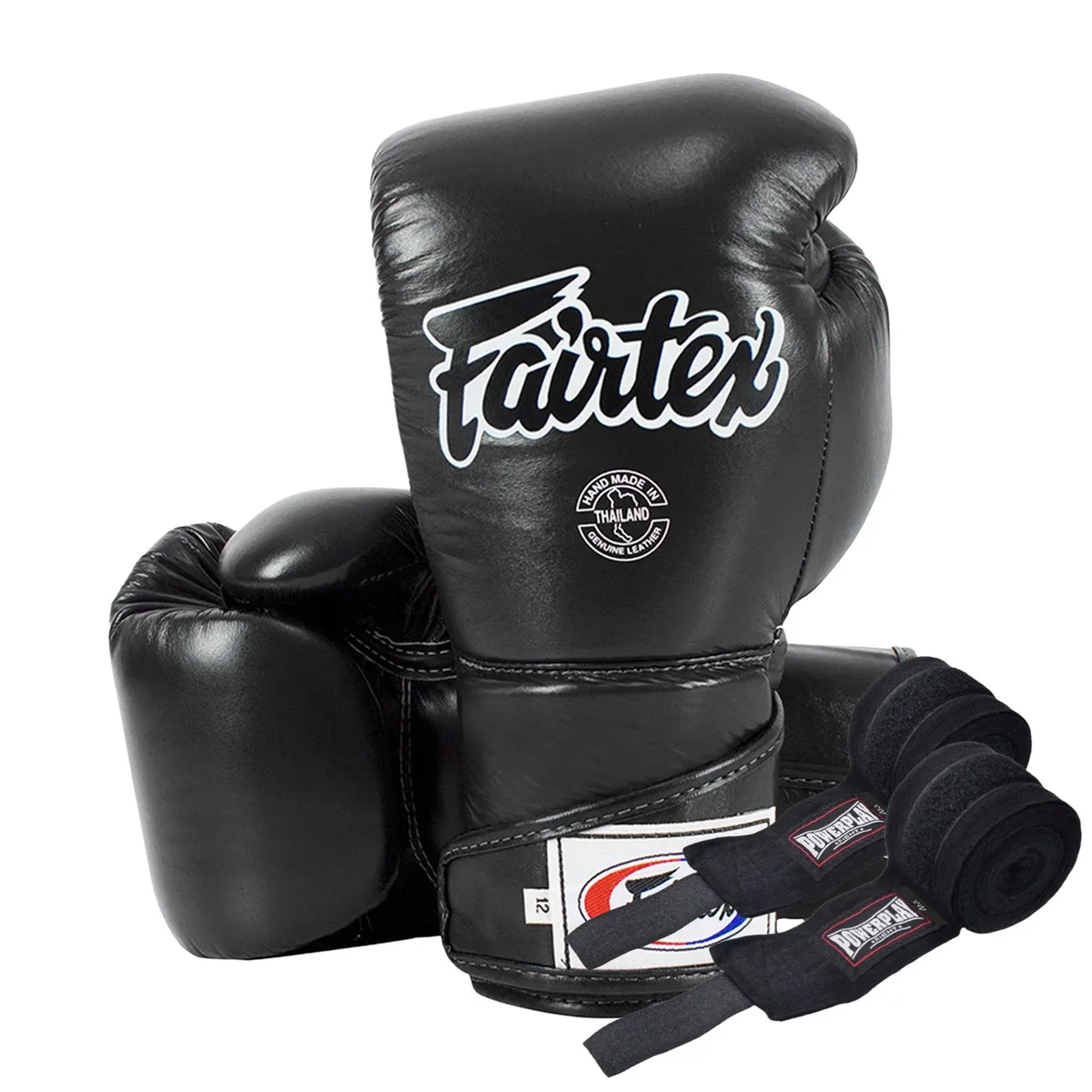 Боксерские перчатки Fairtex натуральная кожа 10 унций черные